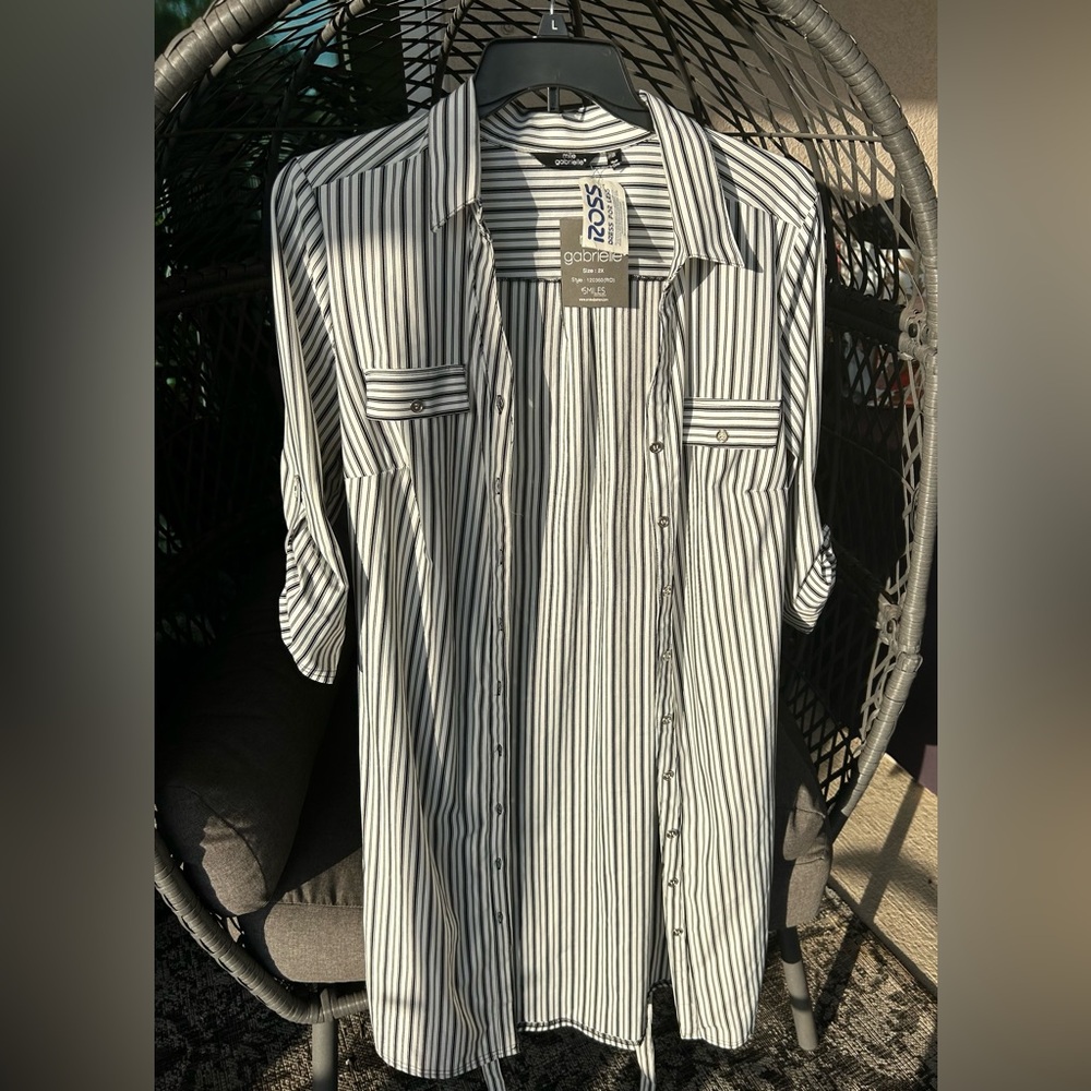 White and Black stripped Dress with adjustable waist tie Size XXL new with tags!